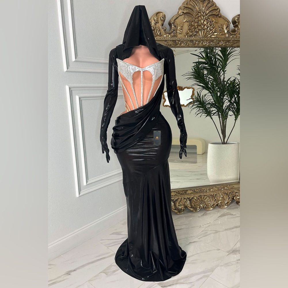 Glamorous Black and Silver Maxi Dress